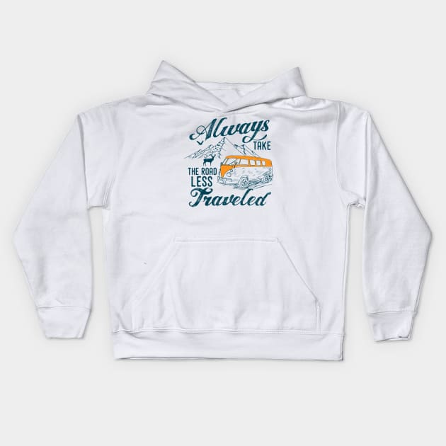 Always take the road less traveled Kids Hoodie by yasserart